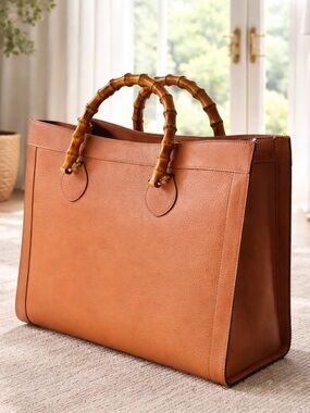 Gucci Diana Tan/Brown Leather Tote with Bamboo Handles